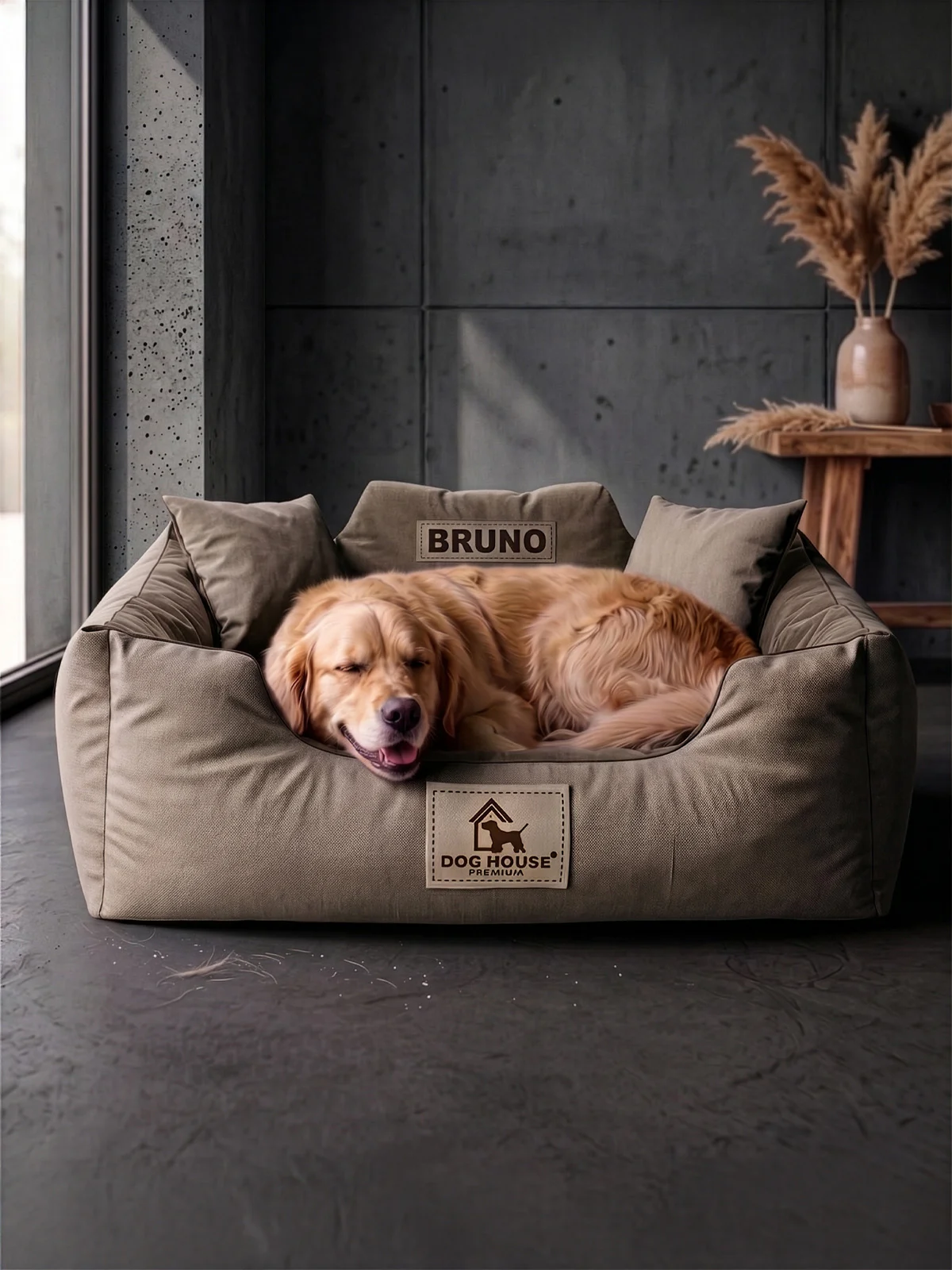 Pies na legowisku Dog House PREMIUM z imieniem