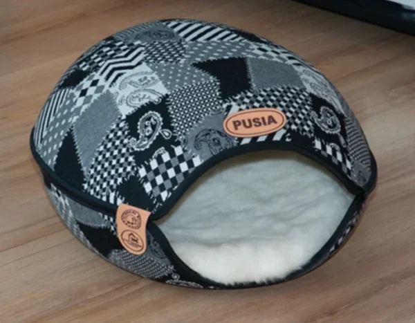 Kapsuła Cat House z filcu „Geometryczny czarno-biały” — zdjęcie 2 Kapsuła Cat House z filcu „Geometryczny czarno-biały” — zdjęcie 2