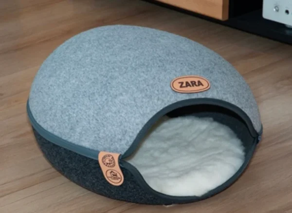 Kapsuła Cat House z filcu „Szary melanż” — zdjęcie 2 Kapsuła Cat House z filcu „Szary melanż” — zdjęcie 2