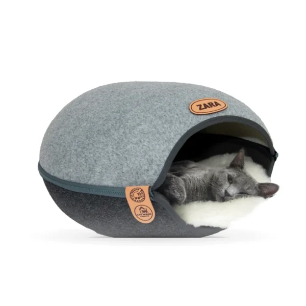 Kapsuła Cat House z filcu „Szary melanż” Kapsuła Cat House z filcu „Szary melanż”